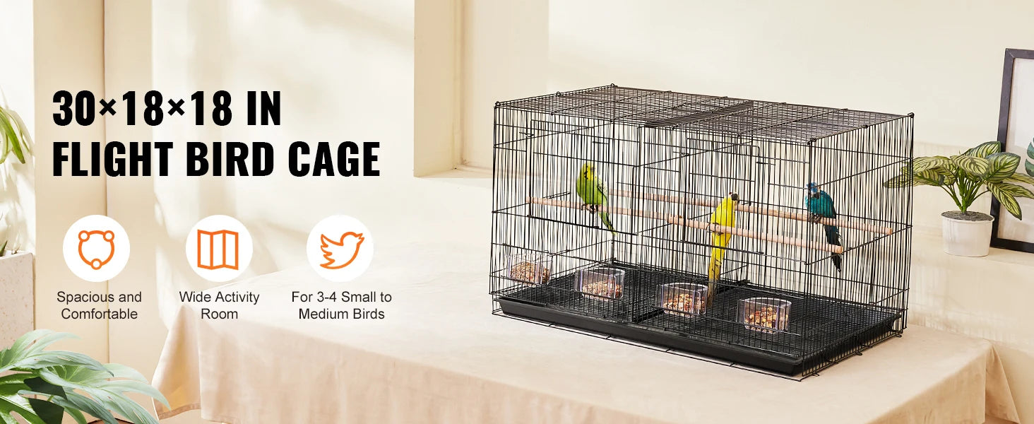 30 in Stackable Divided Bird Cage with Handle and Perches