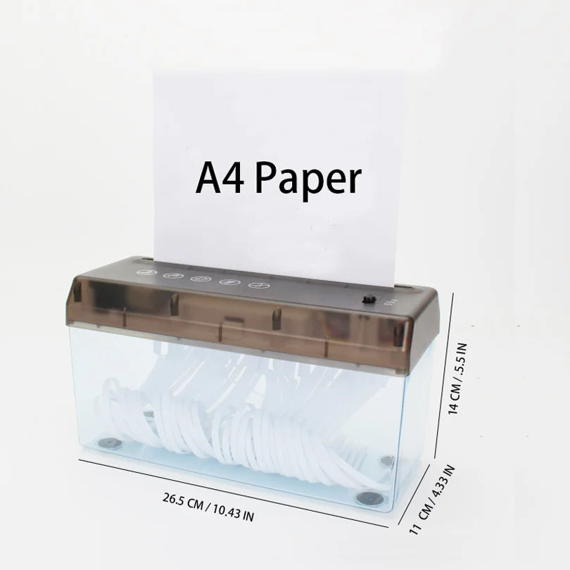 Mini Destructora de Papel de Corte en Tiras Portátil