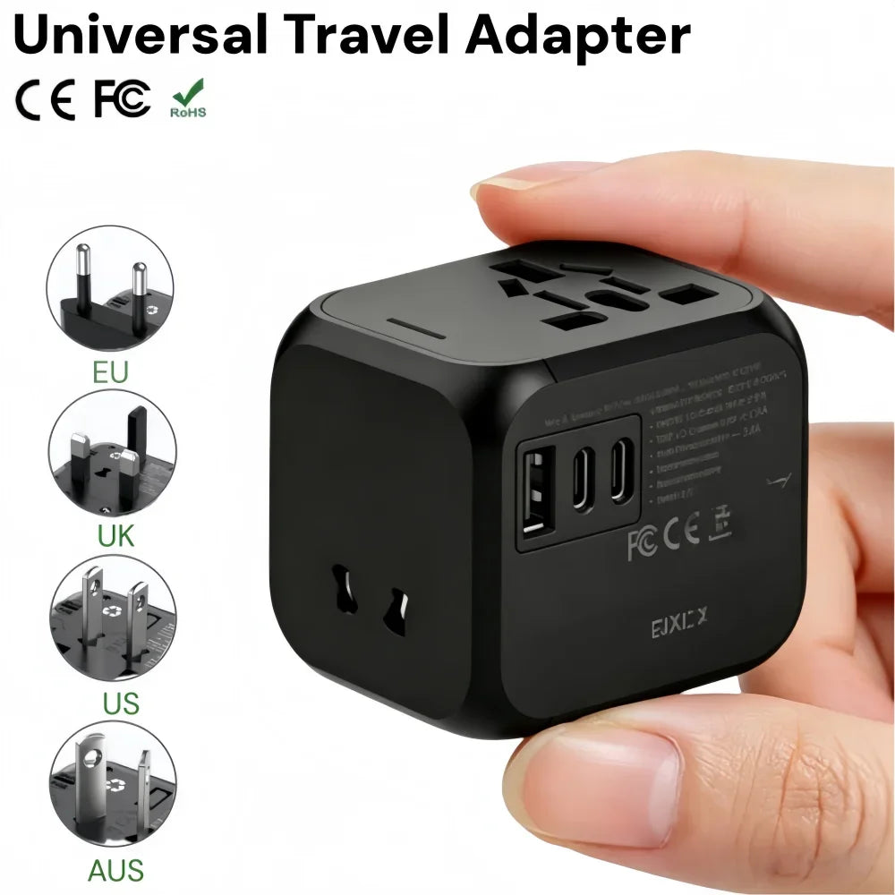 176N Travel Plug Adapter with USB-A and USB-C