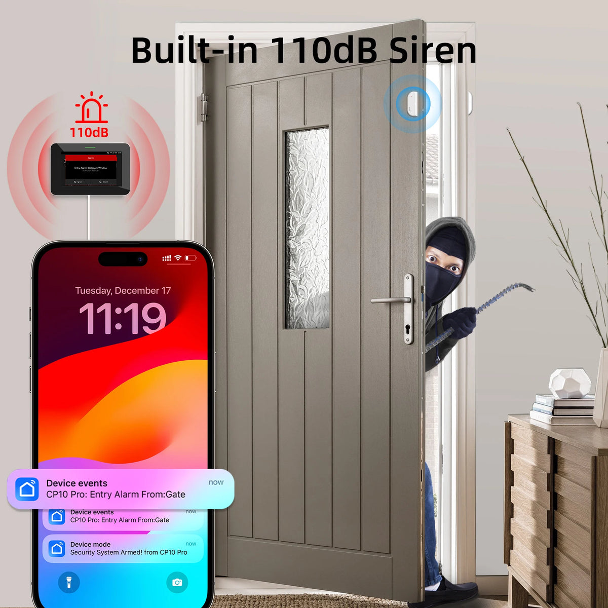 CPVAN 7 inch Smart Home Alarm System Wireless WiFi Home burglar Security Alarm with accessories support Tuya Smart Life control