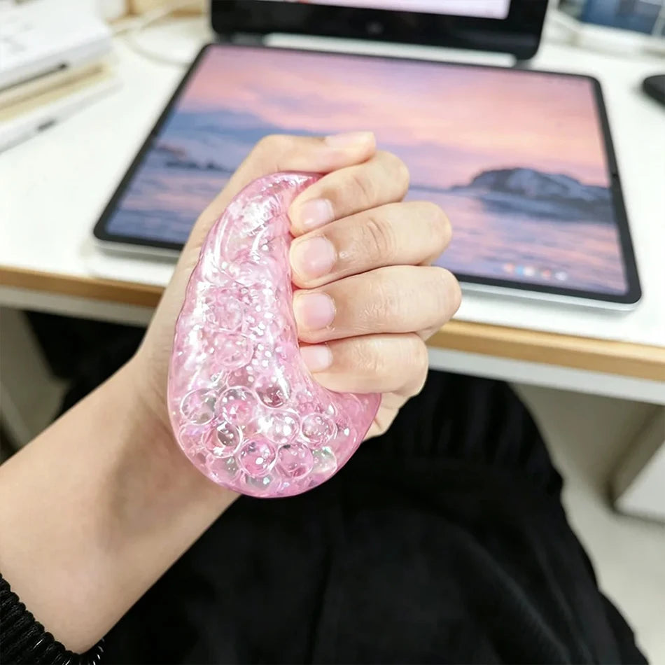 Glitter Dumpling Squishy Stress Relief TPR Dough Ball, 5-5.5cm