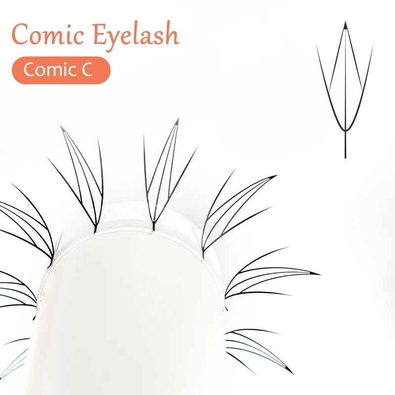 DIYDAY Comic Spire Eyelash Extension Premade Manga False Eyelashes Super Soft Light Feather-Feeling Anime Lashes for Makeup Tool 