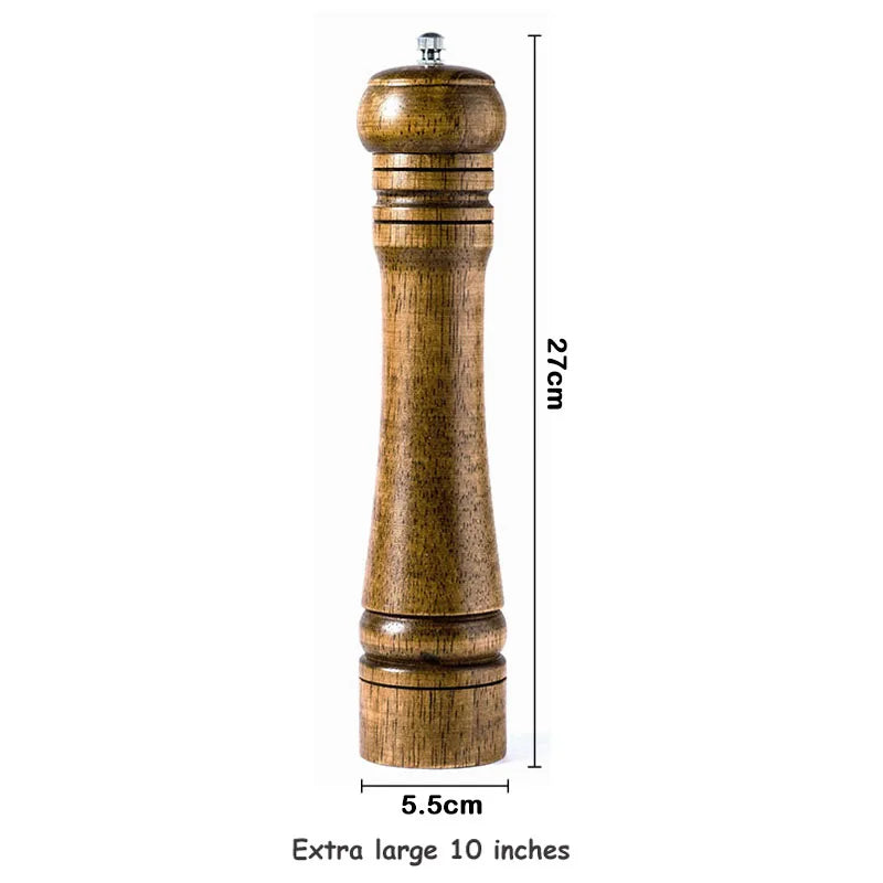 Wooden Salt & Pepper Mill, 5–10 Inch Options
