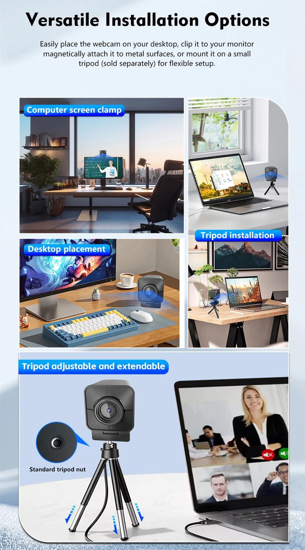 TOALLIN Webcam Streaming 4K 12MP con Doppio Microfono