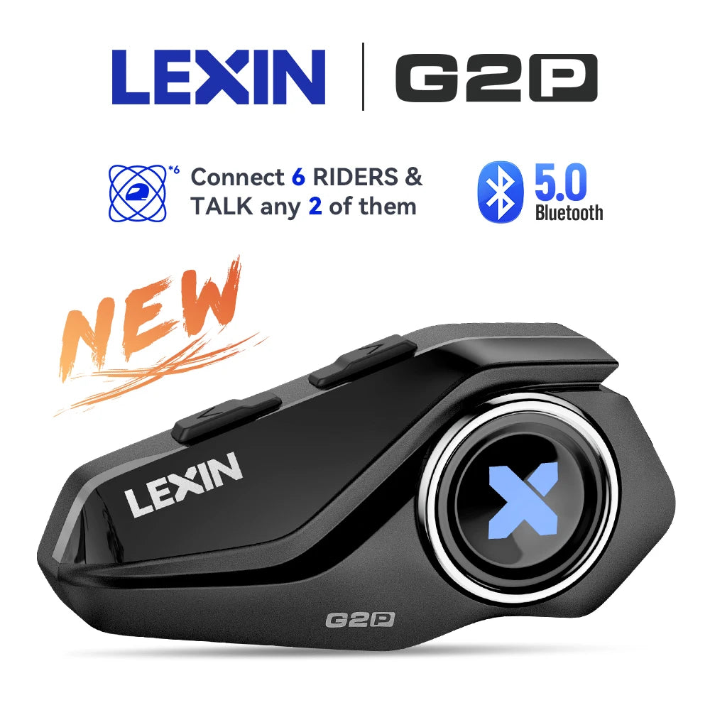 2023 New Lexin G2P Intercom For Motorcycle Helmet Bluetooth Headsets,Handsfree Communicator Up to 6 Riders Interphone with FM Spy-shop.com