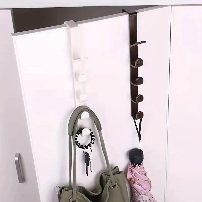 1pc Bedroom Door Hanger Clothes Hanging Rack Over The Door Plastic Home Storage Organization Hooks, Purse Holder For Bags Rails - Spy-shop.com