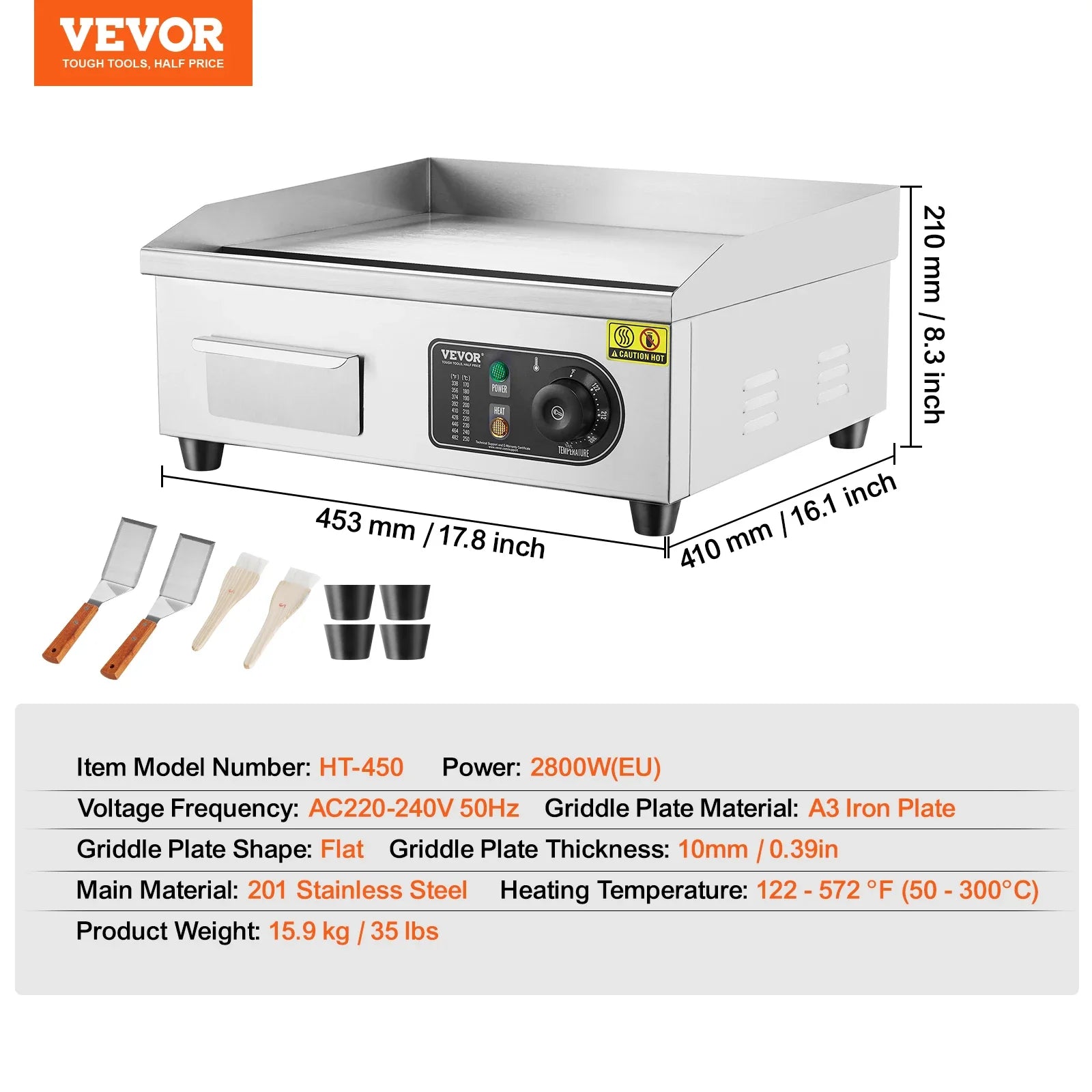 Electric Countertop Griddle 1600W/3200W Flat Top Teppanyaki Grill