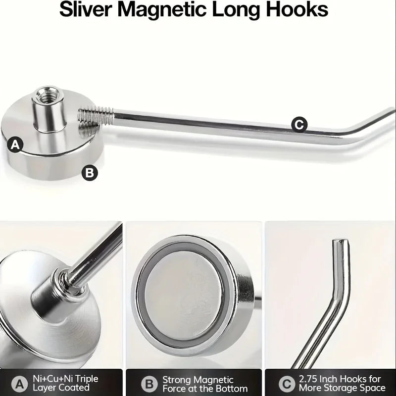 5pcs Magnetic Hook, Heavy Duty Magnet Hook, Magnetic Cruise Hook Hanging, Large Metal Magnetic Hook, Can Be Used For Grill, 