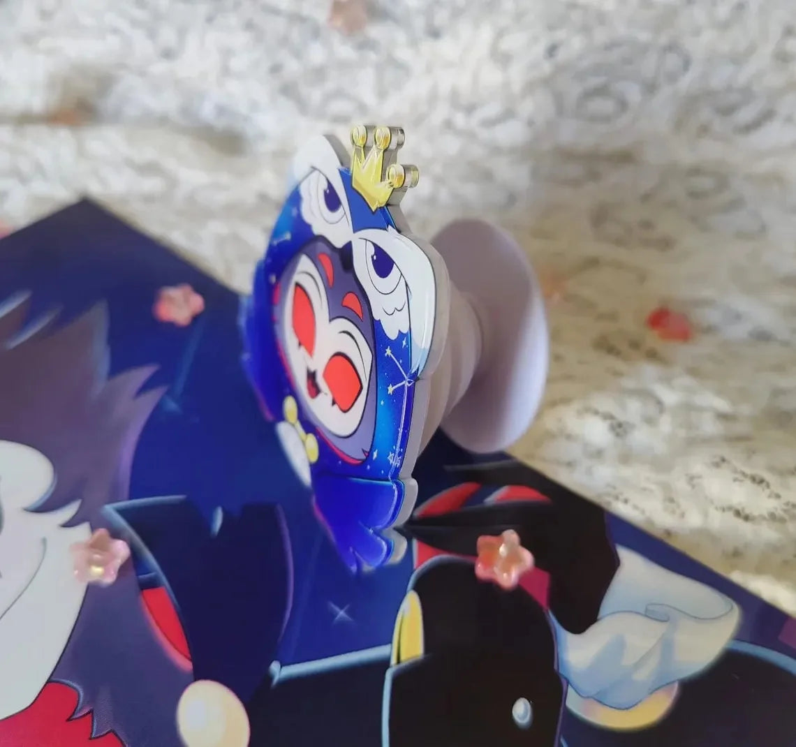 Phone Stand with Helluva Boss and Hazbin Hotel Artwork