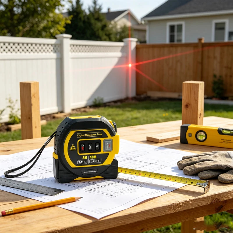 Laser Distance Meter with Integrated 5 m Tape