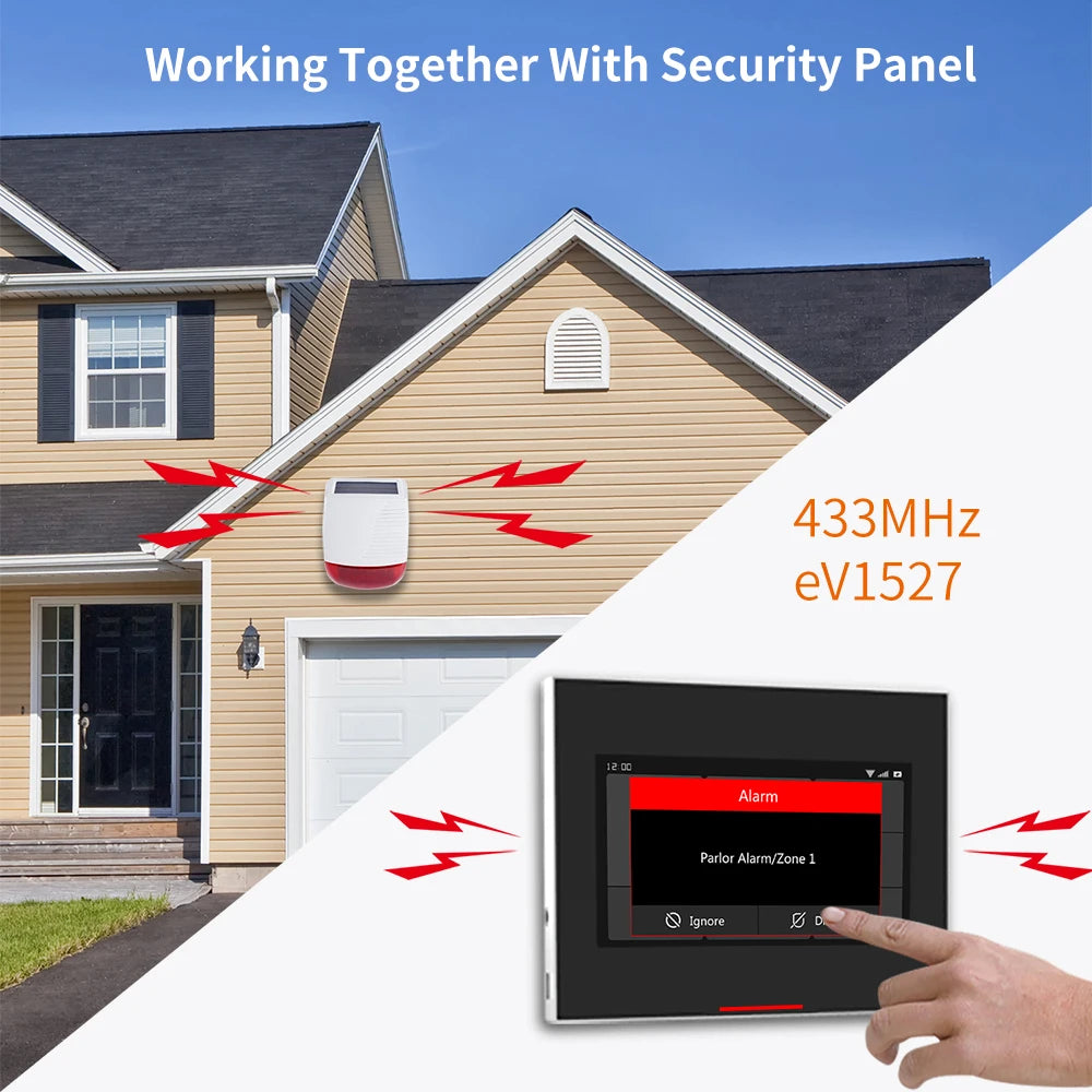 433MHz Solar-Assisted Outdoor Alarm Siren