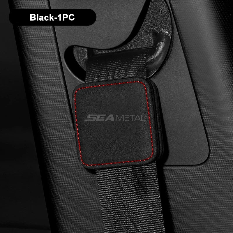 SEAMETAL Seat Belt Extender Limiter Suede Car Safety Belt Thicken Cushion Pad Magnetic Fixed Clip Auto Seat Belt Accessories