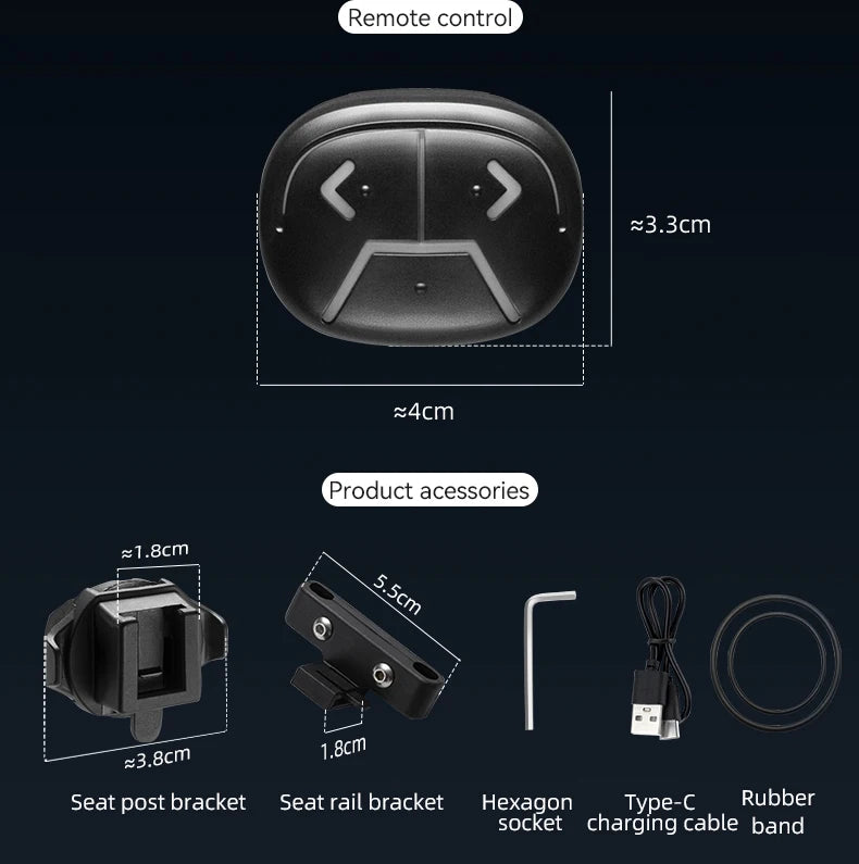 Smart Bicycle Tail Light with Brake Sensor, USB-C, IPX6 Waterproof