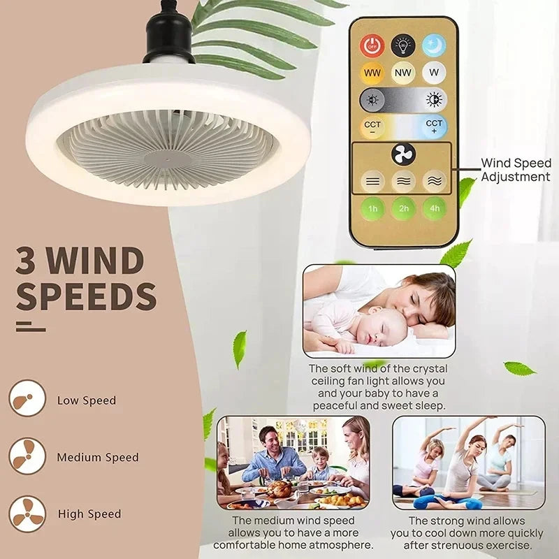 E27 LED Ceiling Fan Light with Remote Control