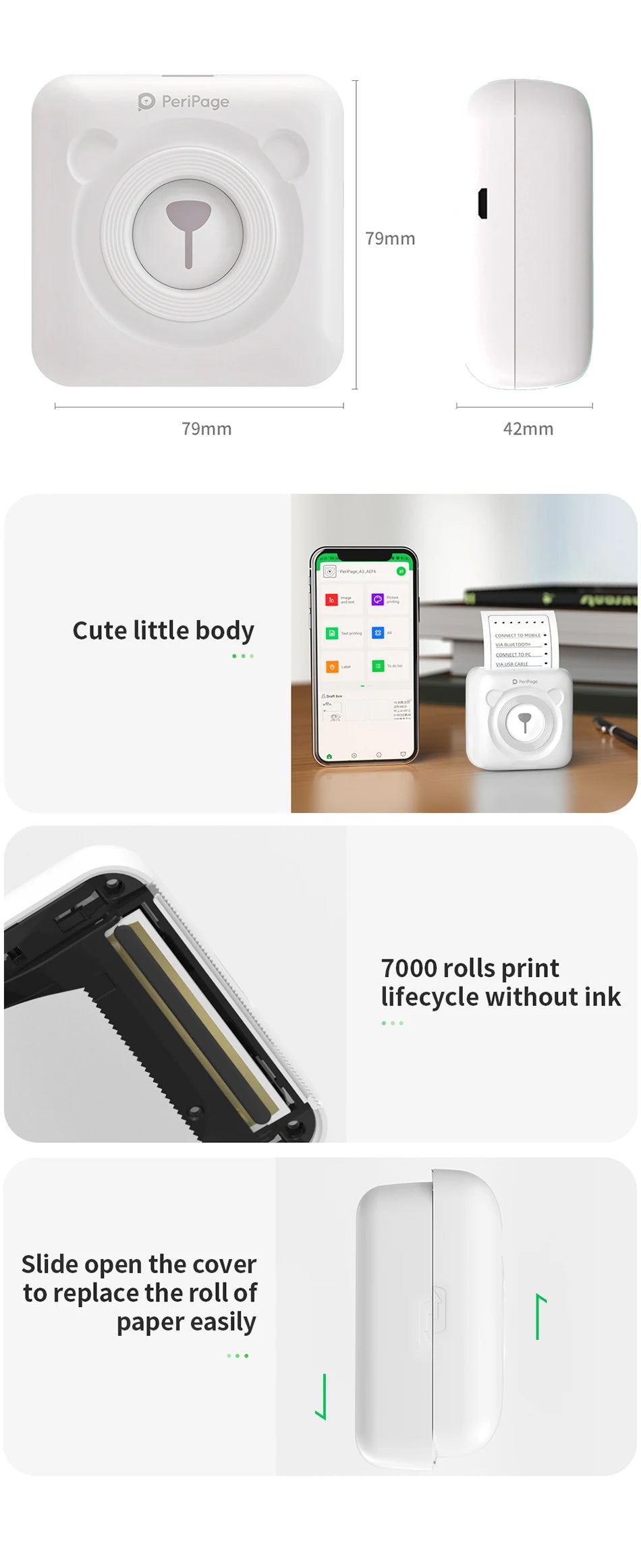 7 Colors Peripage A6 304DPI Mini Photo Printer Notes Sticker Label Printing Machine Bluetooth Portable Wireless Printer Marker 