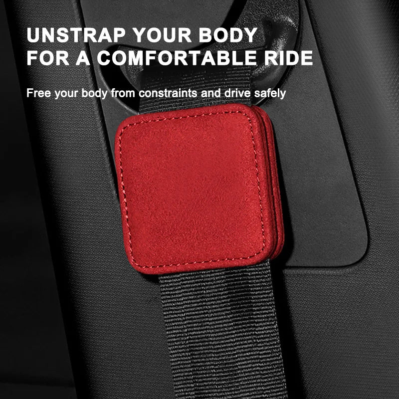 SEAMETAL Seat Belt Extender Limiter Suede Car Safety Belt Thicken Cushion Pad Magnetic Fixed Clip Auto Seat Belt Accessories