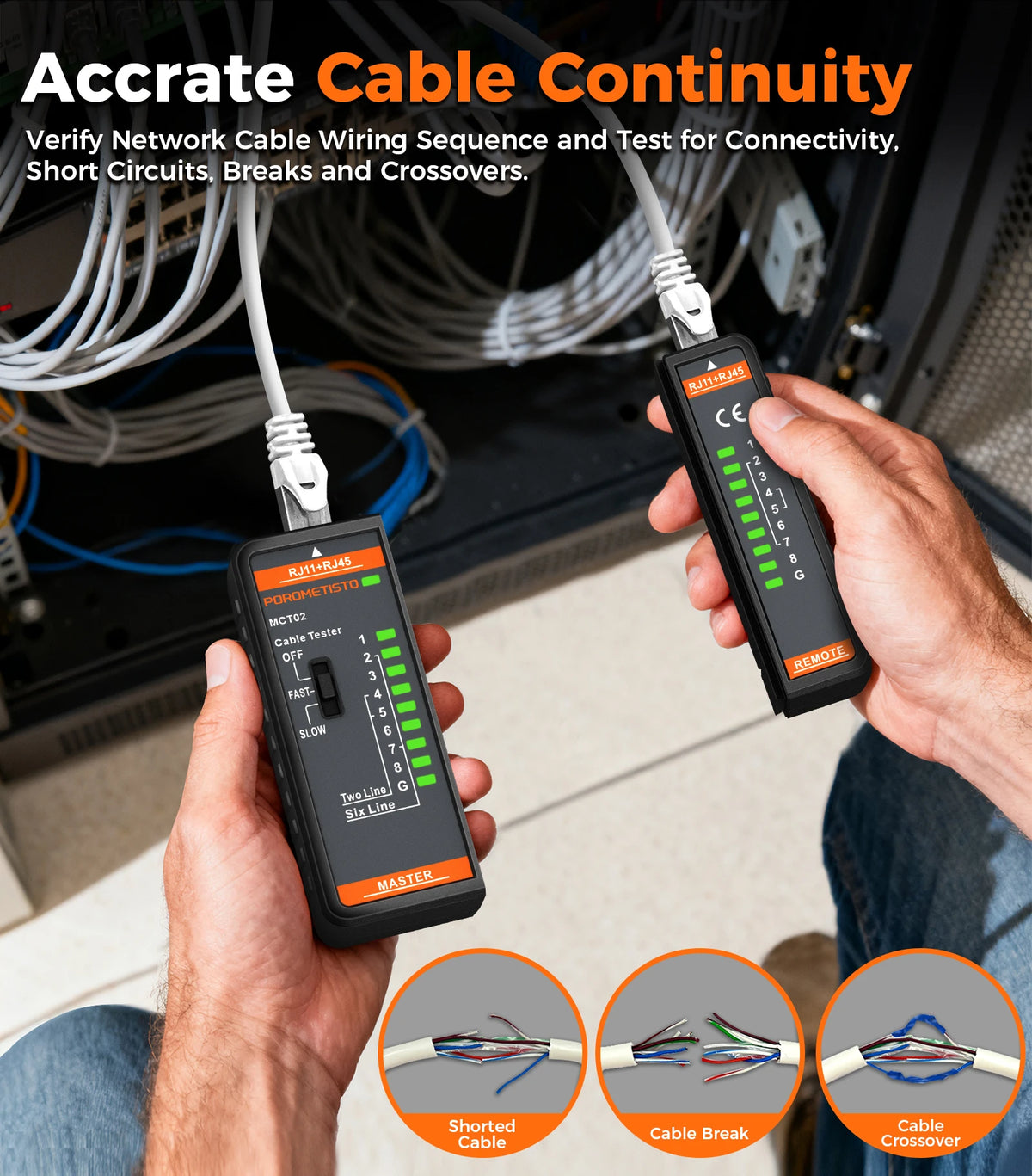 MCT02 RJ45 and RJ11 Network Cable Tester