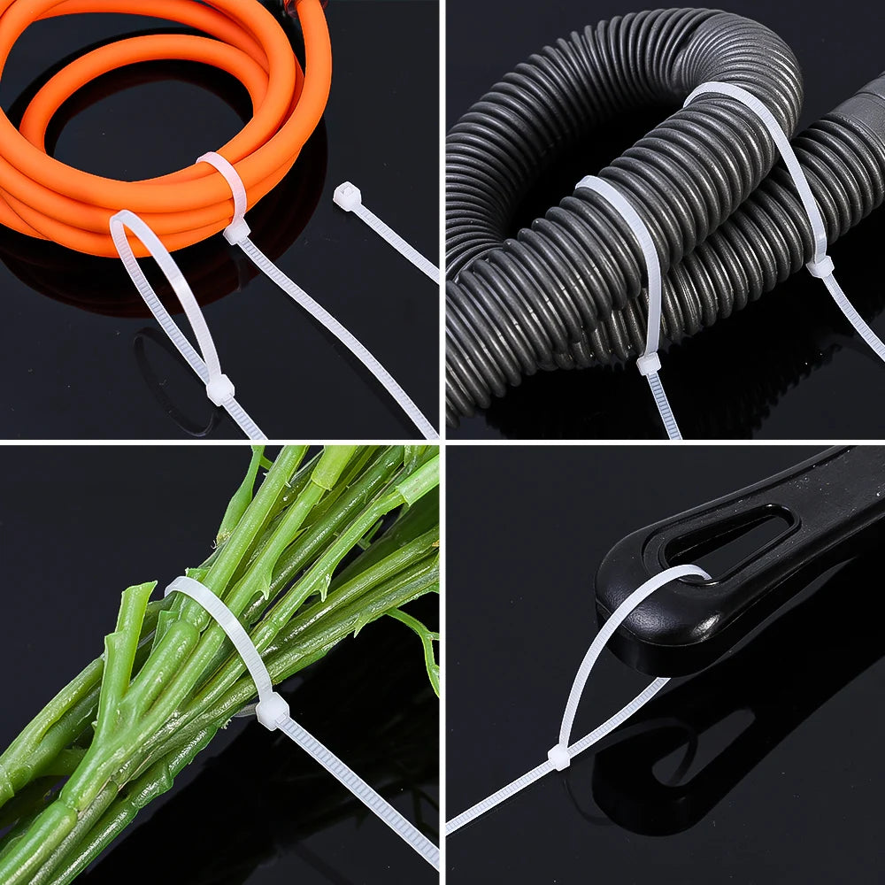 200/100Pcs Nylon Cable Ties Adjustable Self-locking Cord Ties Straps Fastening Loop Reusable Plastic Wire Ties For Home Office 