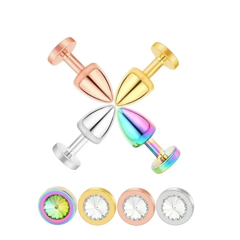 Small Size Metal Anal Beads Butt Plug Mini Rainbow Rose gold Butt Plug Crystal Jewelry Trainer Anal Dildo Masturbation Sex Toy 