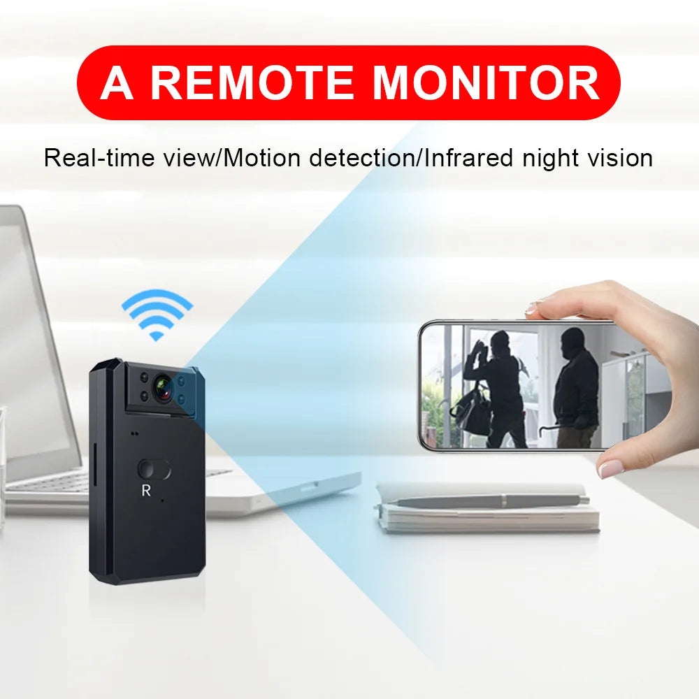 Câmeras IP Mini 1080P  Ângulo Aberto 180° Visão Noturna Mini Câmera Câmera de Ação ao Ar Livre Monitor de Bebe Detecção de Movimento Casa Inteligente