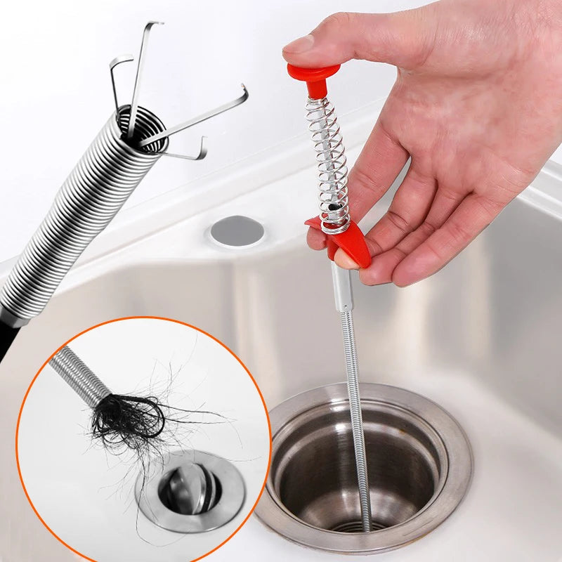 60cm Spring Pipe Dredging Tools, Drain Snake, Drain Cleaner Sticks Clog Remover Cleaning Household for KitchenBending sink tool 