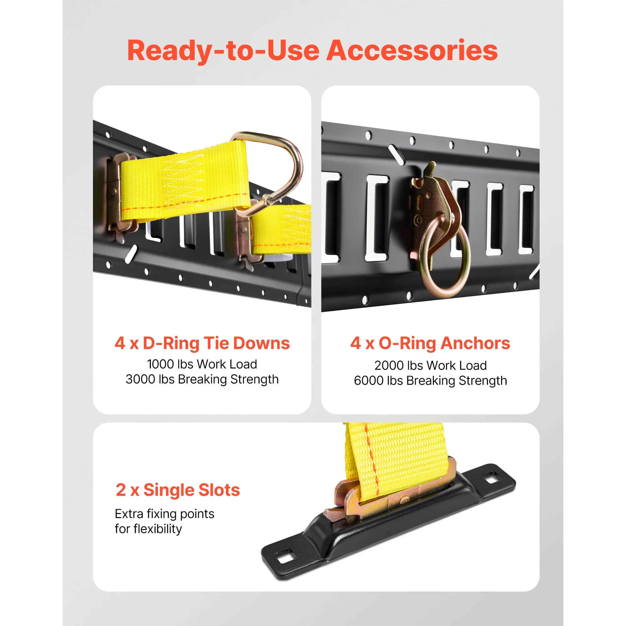 E-Track Tie-Down Rail Kit 4 Pack with Straps & Anchor Points
