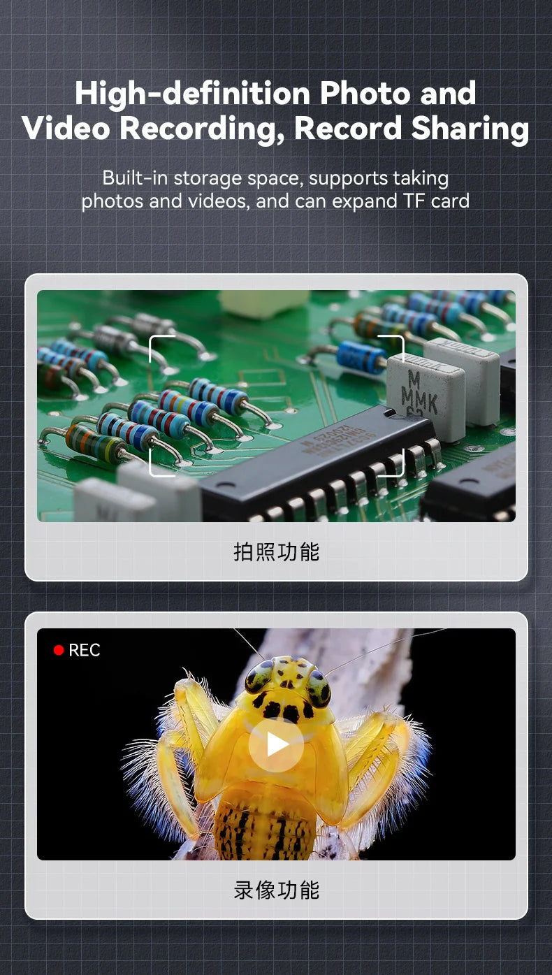 2.0inch 500X Digital Microscope 1080P Video Coin Microscopio with Magnifying Glass Wiht 8Leds for Electronics Repair Windows/Mac 