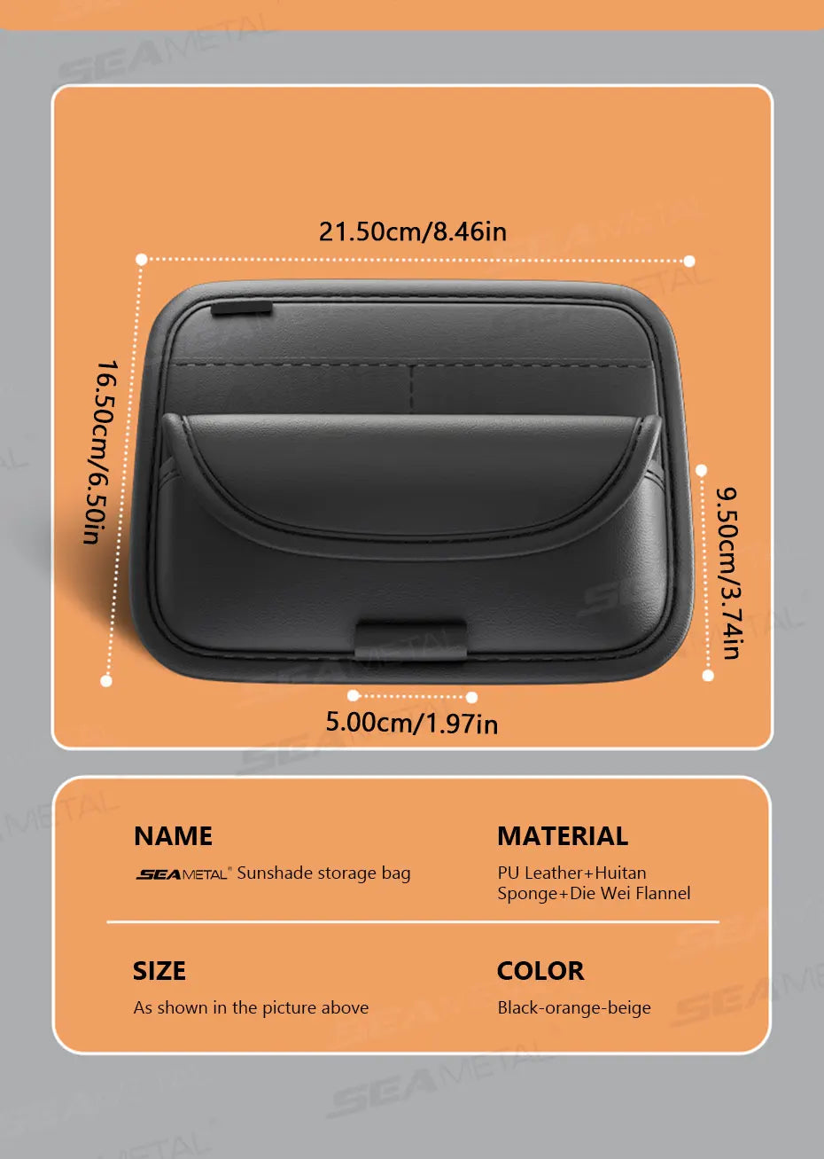 SEAMETAL Luxury Car Visor Glasses Holder Flannel Inner Scratch-Free Glasses Case Sun Visor Clip On Storage Bag Car Organizer