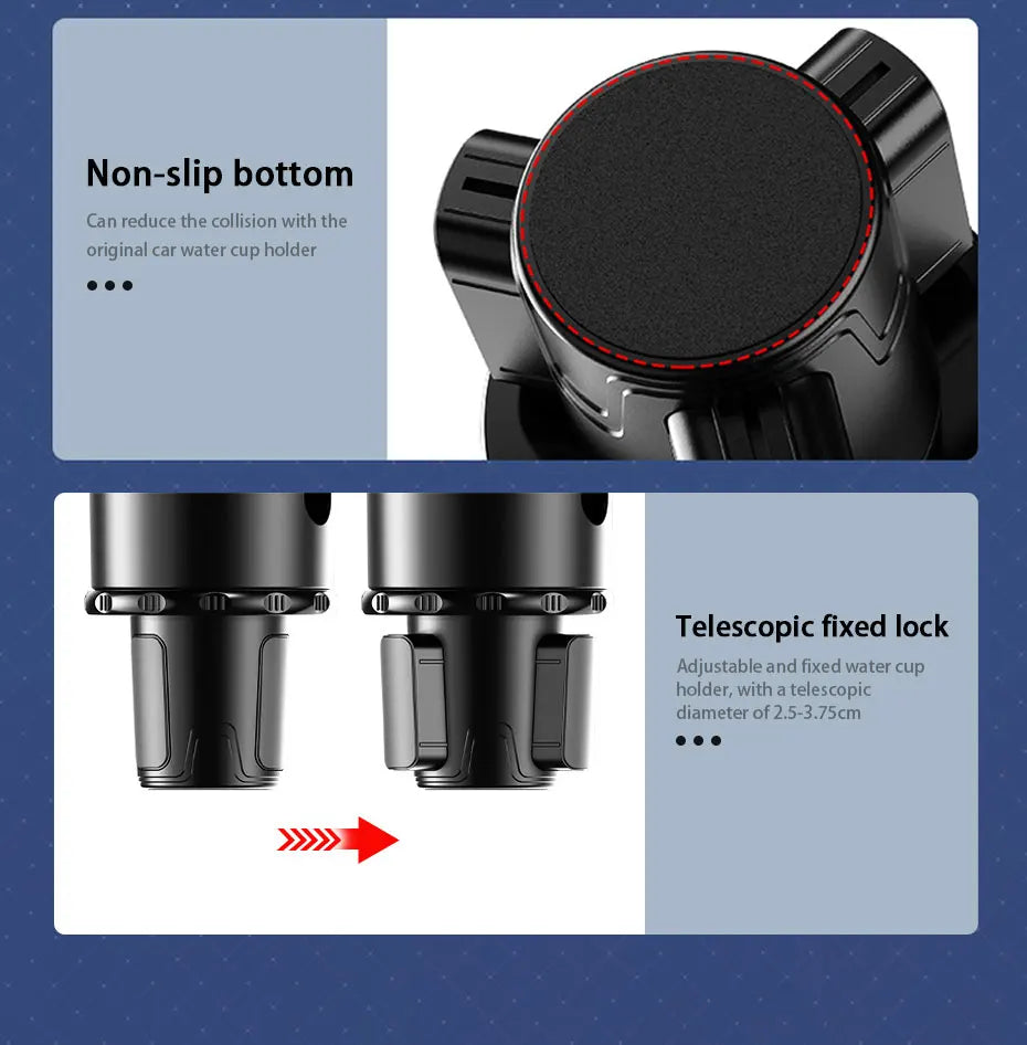 SEAMETAL Car Cup Holder Expander with Tray 360-Degree Rotation Stable Drink Holder Universal Anti Slip Cup Mount Adjustable Base