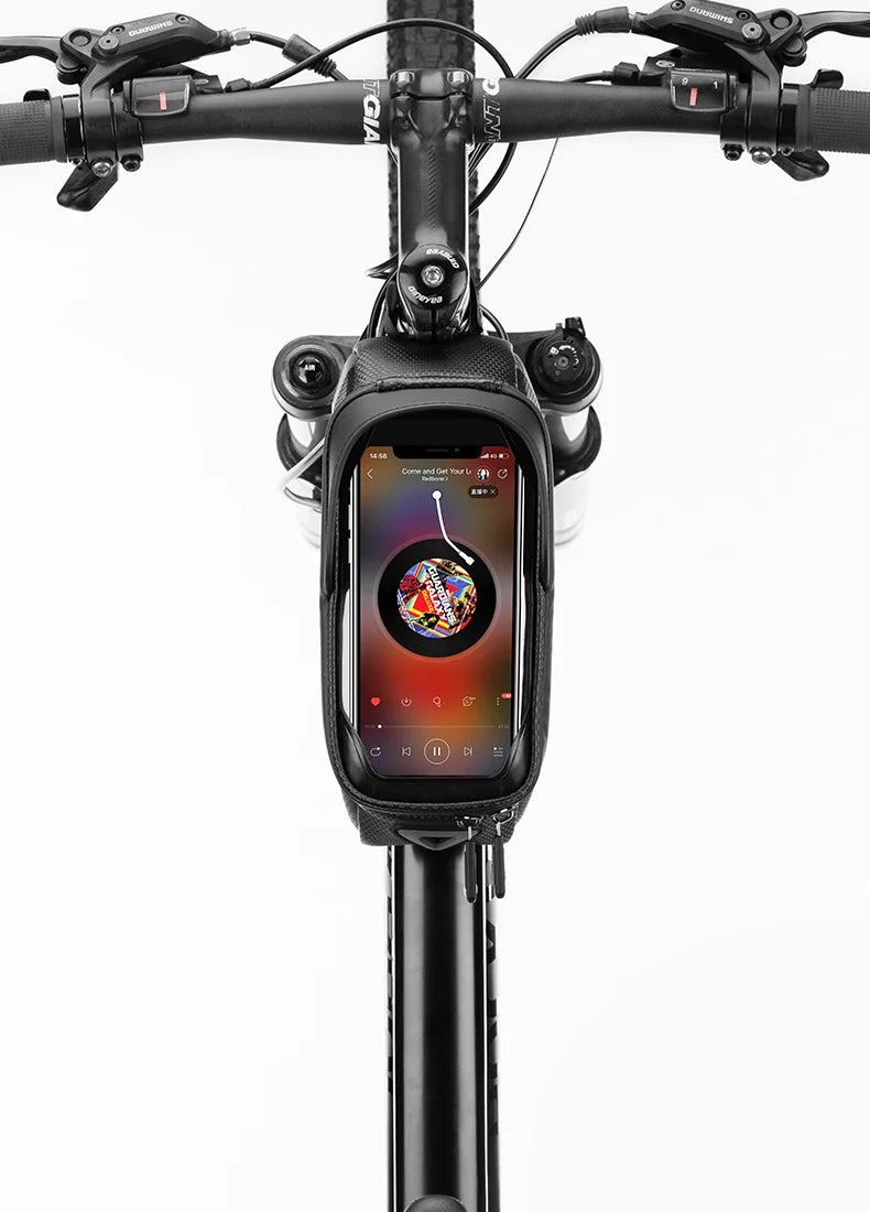 Borsa per telaio bici resistente all'acqua con supporto per telefono con schermo touch