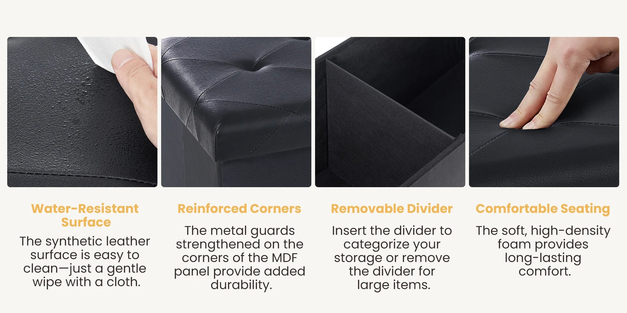 43'' Storage Ottoman Bench with Leather Seat, 660 lb Capacity