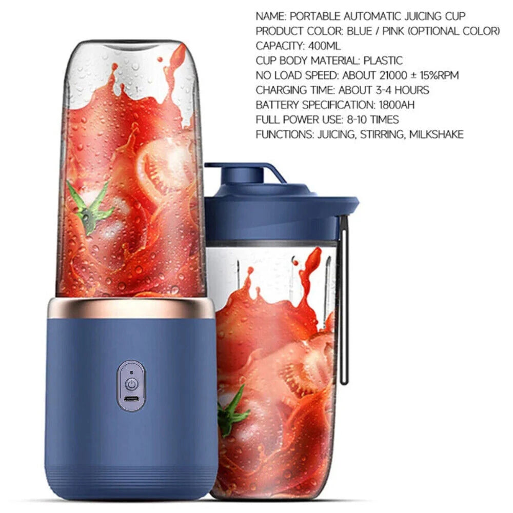 400ml Mini Blender Portable Smoothie Maker USB Rechargeable