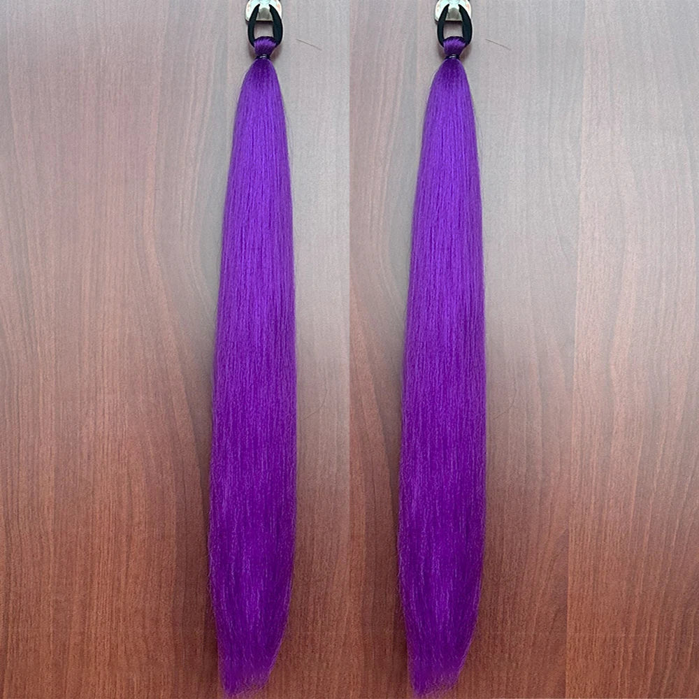 Synthetic Colorful Ponytail Extension 2Pcs Long Straight DIY Braided Pony Tail Hairpiece with Rubber Band Women Hair Accessories 