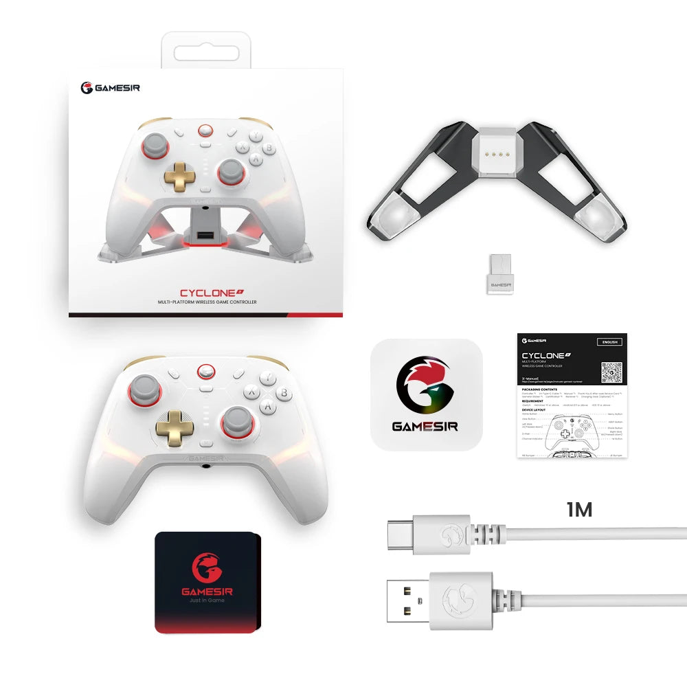 GameSir Cyclone 2 Bezdrátový Pro ovladač Bluetooth hernípad s nabíjecí stanicí Hall Effect joysticky pro Nintendo Switch, iPhone, Android & PC