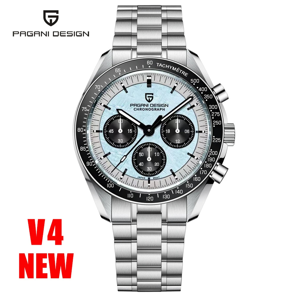 Orologio al quarzo in acciaio Pagani Design PD1701 Moonwatch Cronografo