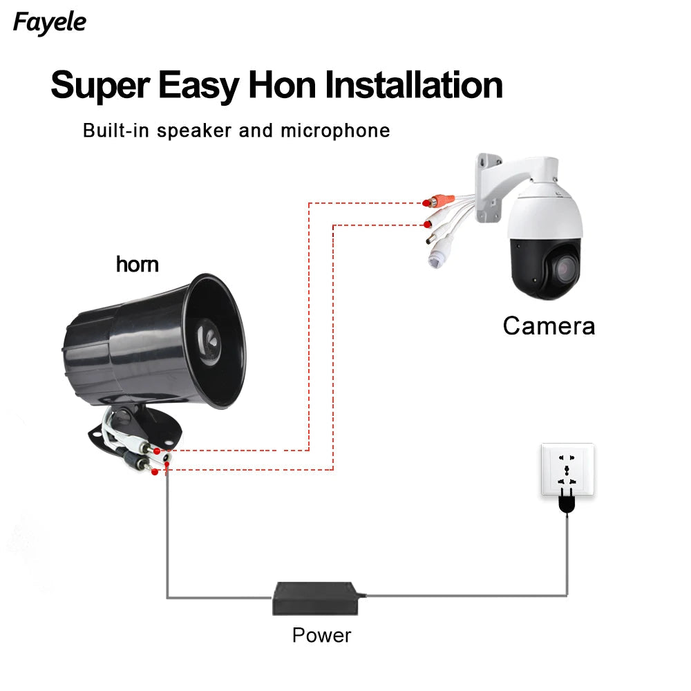 CCTV Audio Monitoring Speaker Horn Microphone Mic Pickup for Hikvision Camera DVR RCA Audio DC12V Security Audio Surveillance 