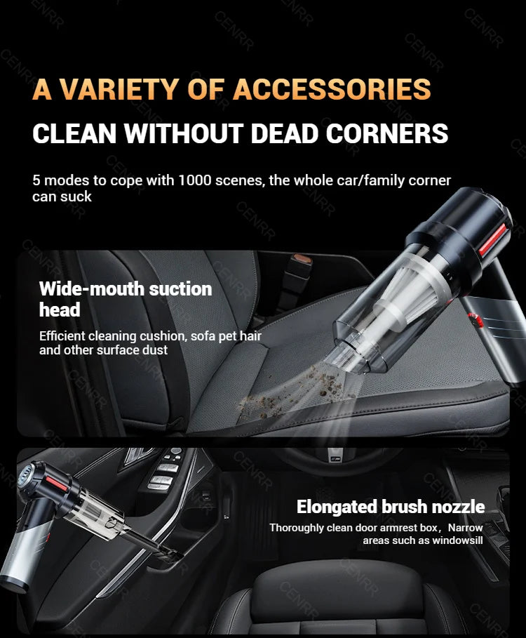 Cordless Car Vacuum Cleaner with Blower, USB-C Rechargeable Handheld