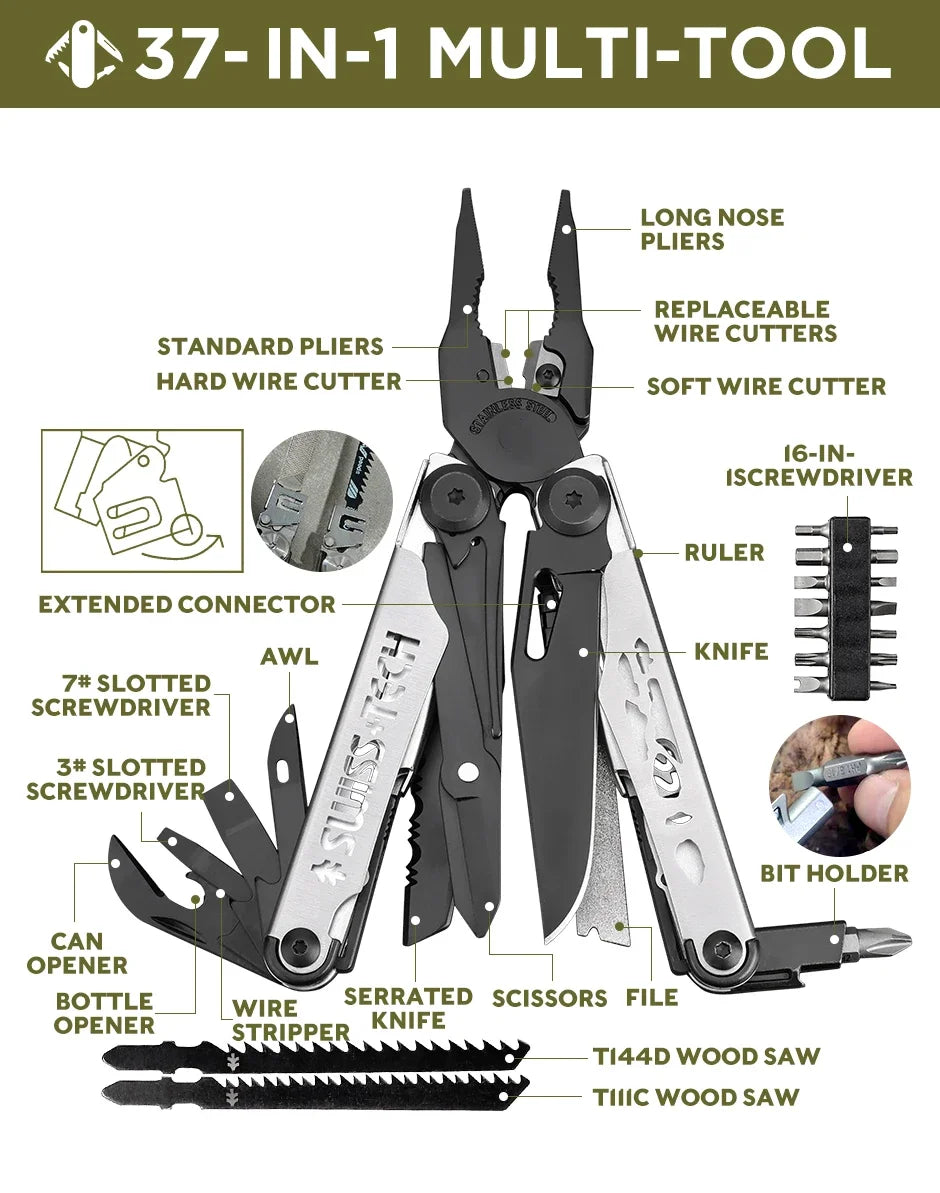 37-in-1 Folding Pliers Multitool