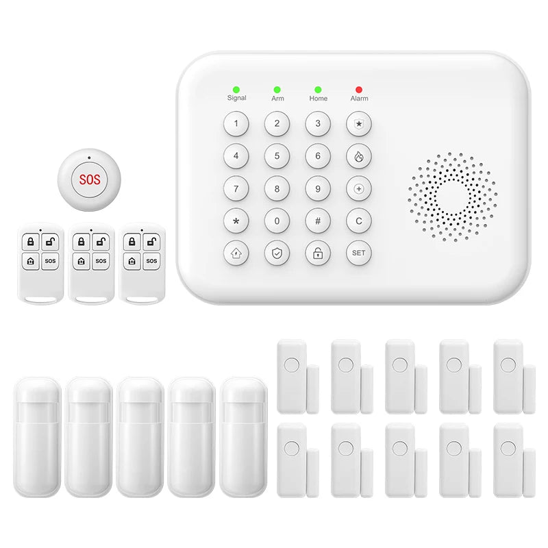 PGST 4G WiFi Home Burglar Anti Theft Security Alarm Complete Kit Works with Tuya Works with Smart Life Smart App Remote Control Wireless Sensor Combination Standby Power Backup Alarm System Apartment Villa Store Warehouse Eur