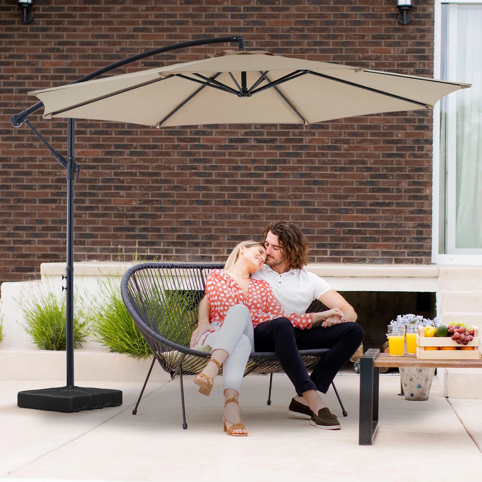 10FT Udendørs Parasol med Vip og UV50+ Solbeskyttelse