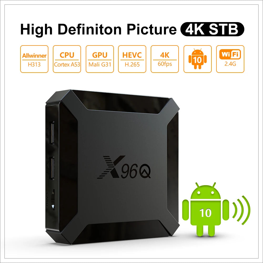 TV Box X96Q Smart Android 10 TV Box 2GB 16GB Allwinner H313 Quad Core 4K Home Theater Fast Set Top Box Media Player