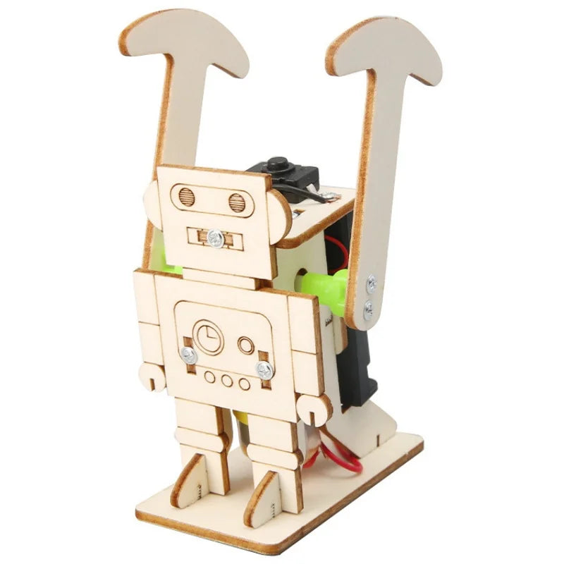 Drewniany zestaw DIY do złożenia chodzącego robota