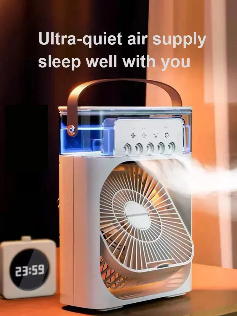 3-in-1 Mini Air Cooler Fan with Humidifier and Night Light
