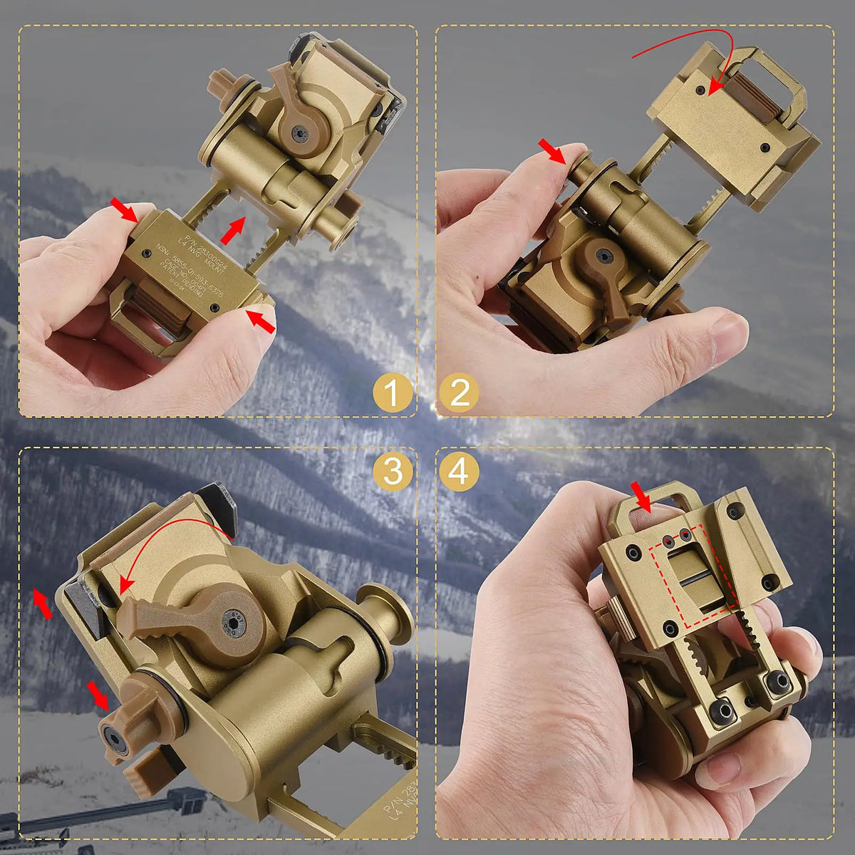 BOOIU Metal/Nylon L4G24 NVG Helmet Mount Holder for PVS15/18 GPNVG18 Goggle Night Vision Stent Outdoor Tactical Helmet Bracket