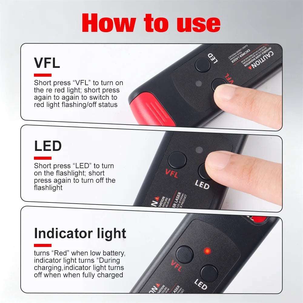USB-C Rechargeable Fibre Visual Fault Locator