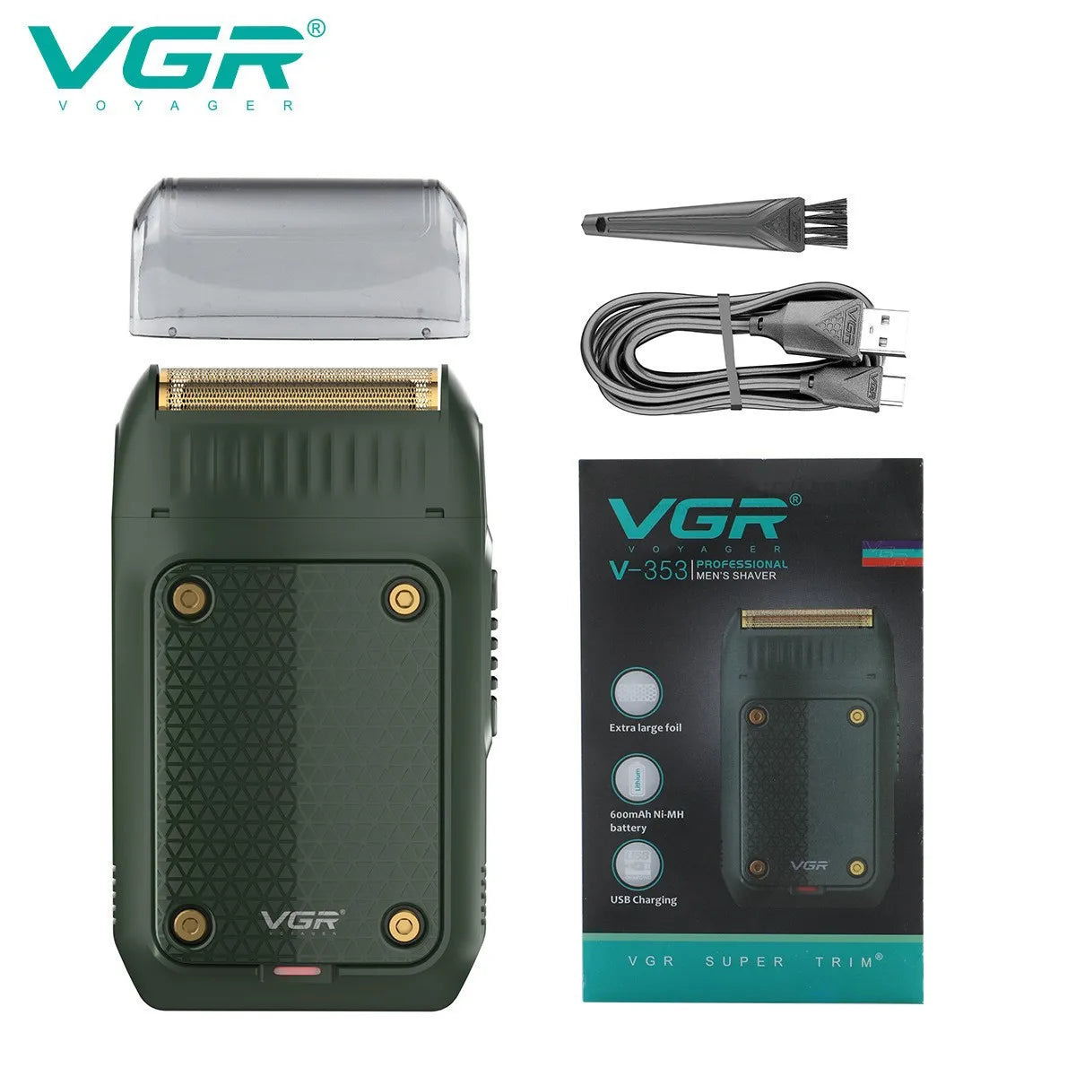 VGR 353 Beard Shaver Professional Hair Trimmer Electric Face Shaving Machine Men's USB Charging Safety Face Shaver for Men 
