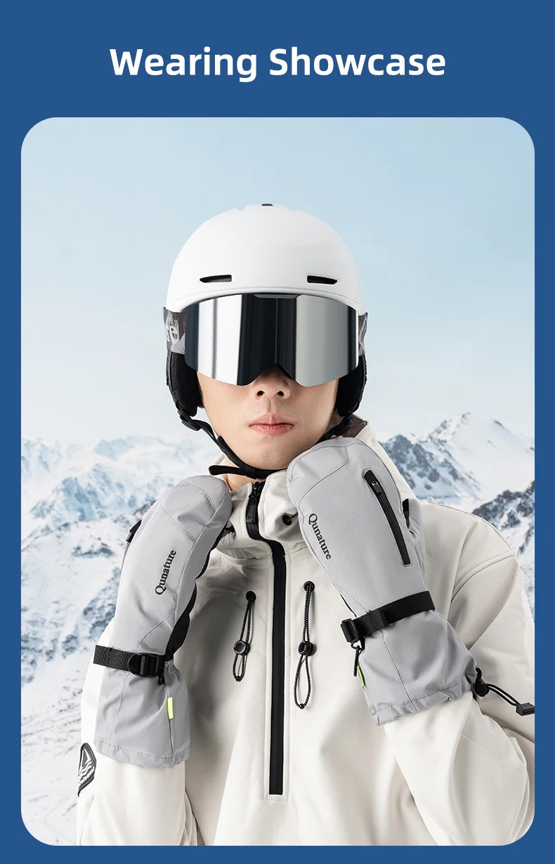 Qunature Ski Gloves with Anti-Slip Palm and Fleece Lining