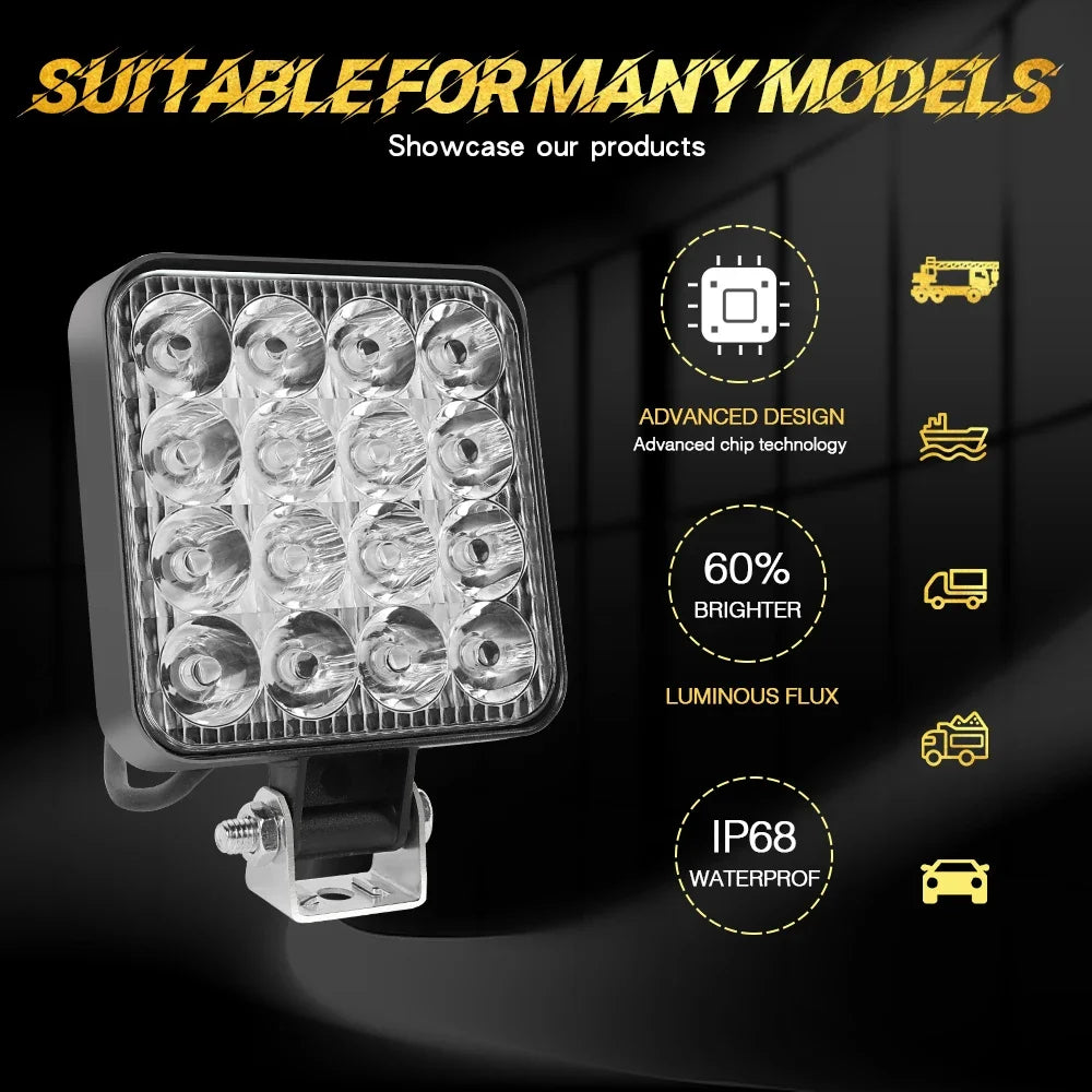 Mini 4 Inch LED Work Light 48W 12V Off-Road Spotlight