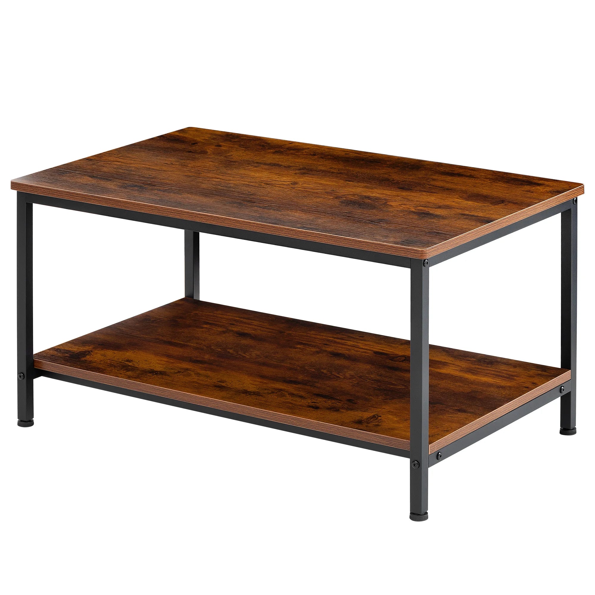 31" Wood Coffee Table with 2-Tier Storage Shelf for Living Room