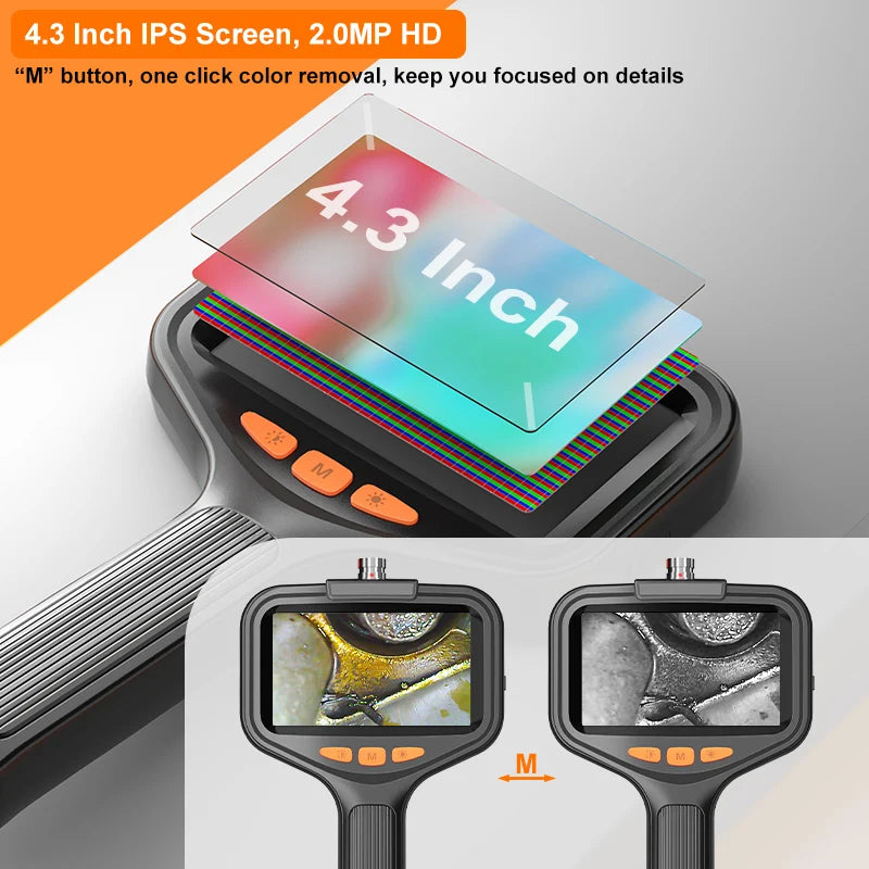 Handheld Endoscope 4.3 Inch Screen HD1080P Single Dual Camera Front SIde Lens Aviation Plug 2-100M Car Pipe Inspection Borescope 